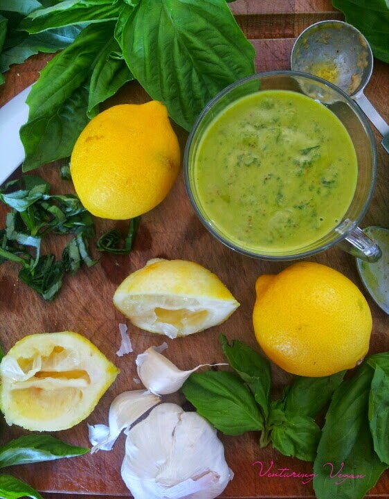 Venturing Vegan Sprout Salad with Lemon Basil Vinaigrette