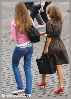 Girl wearing high heels on the street