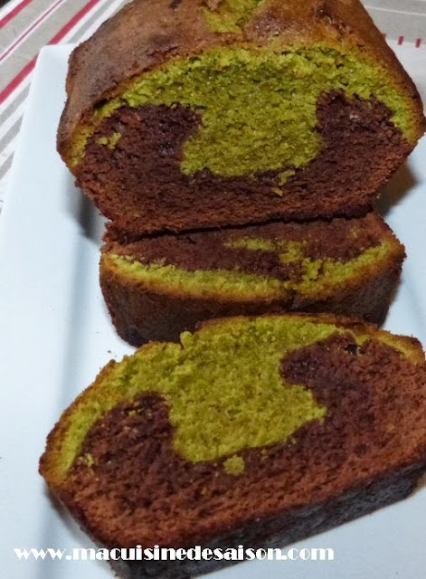 Cake marbré chocolat et thé Matcha