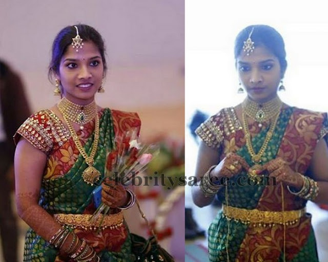 Bride in Kundan Work Blouse
