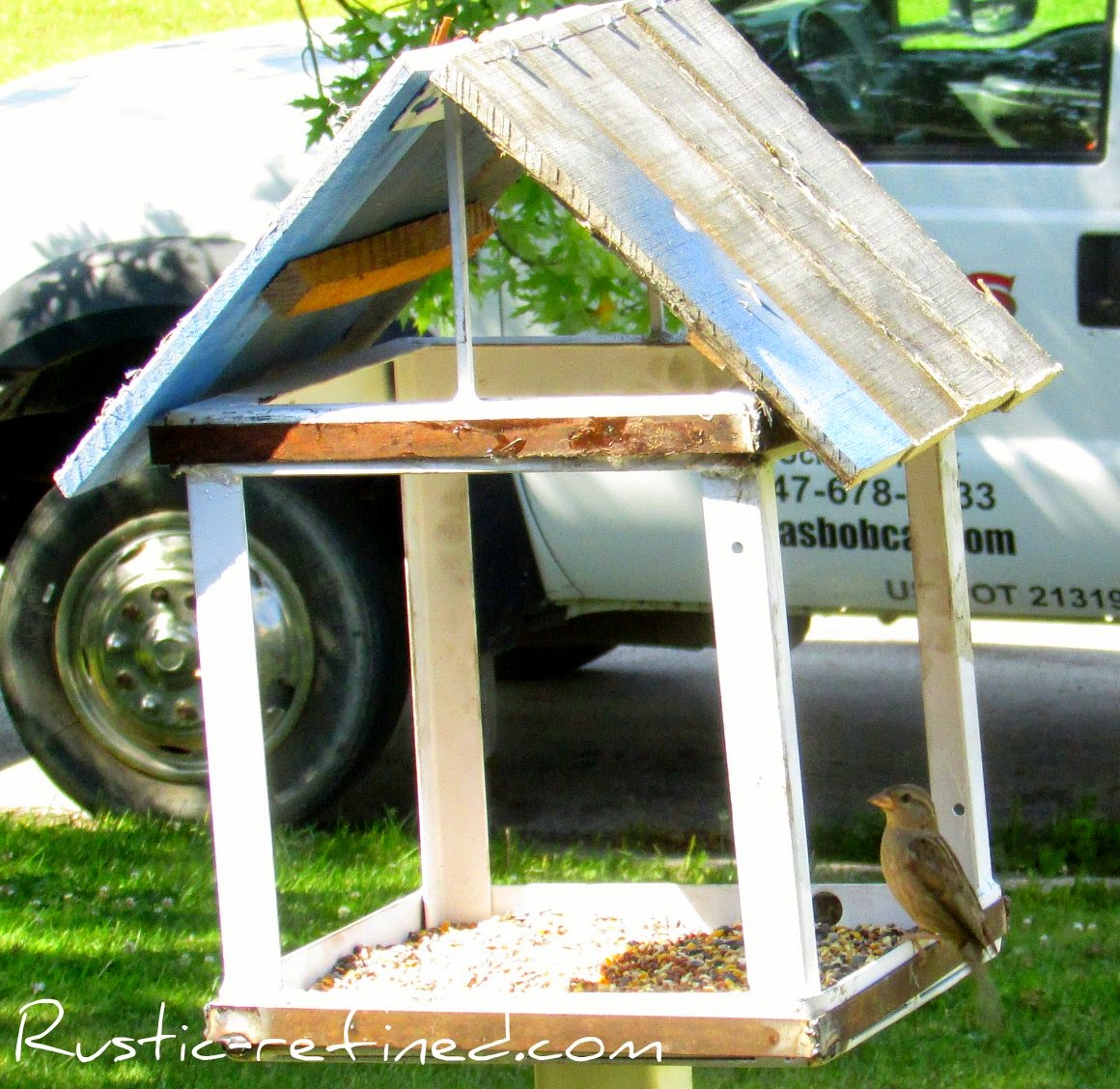 Yard Art Fest Rusty Metal Bird Feeder using metal scrap Rustic
