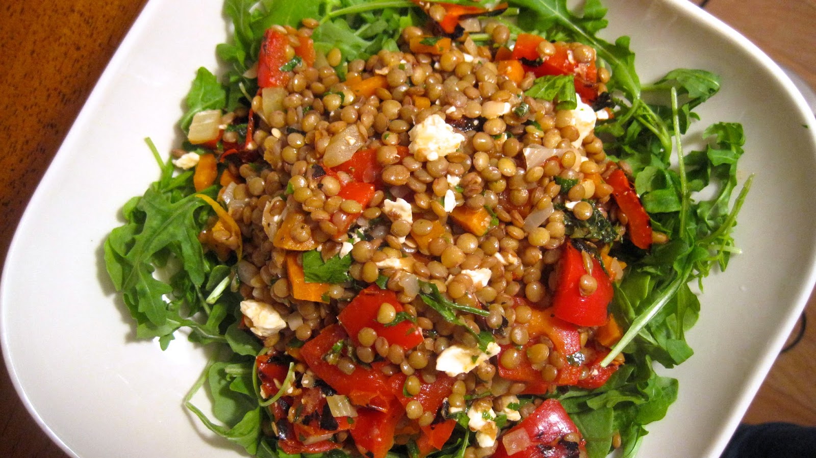 Kvell in the Kitchen Lentil Salad with Mint, Roasted Peppers, and Feta