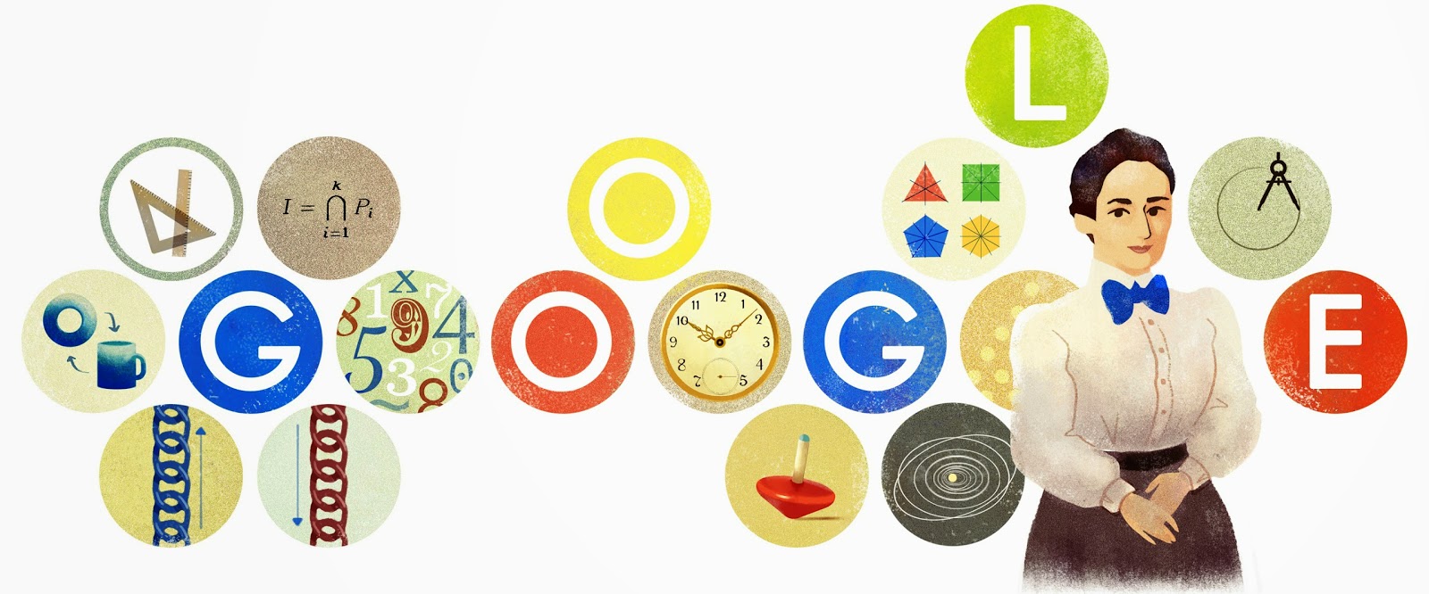 Zu sehen ist das Google Doodle mit Dr. Emmy Noether.