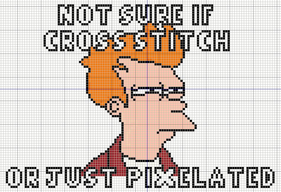 Buzy Bobbins Not sure if... Fry Meme cross stitch design