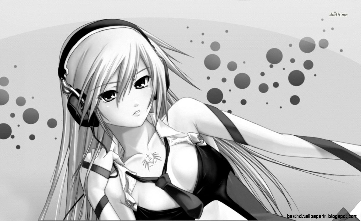 Monochrome portrait of a girl listening to music wallpaper Anime Monochrome portrait of a girl listening to music wallpaper Anime