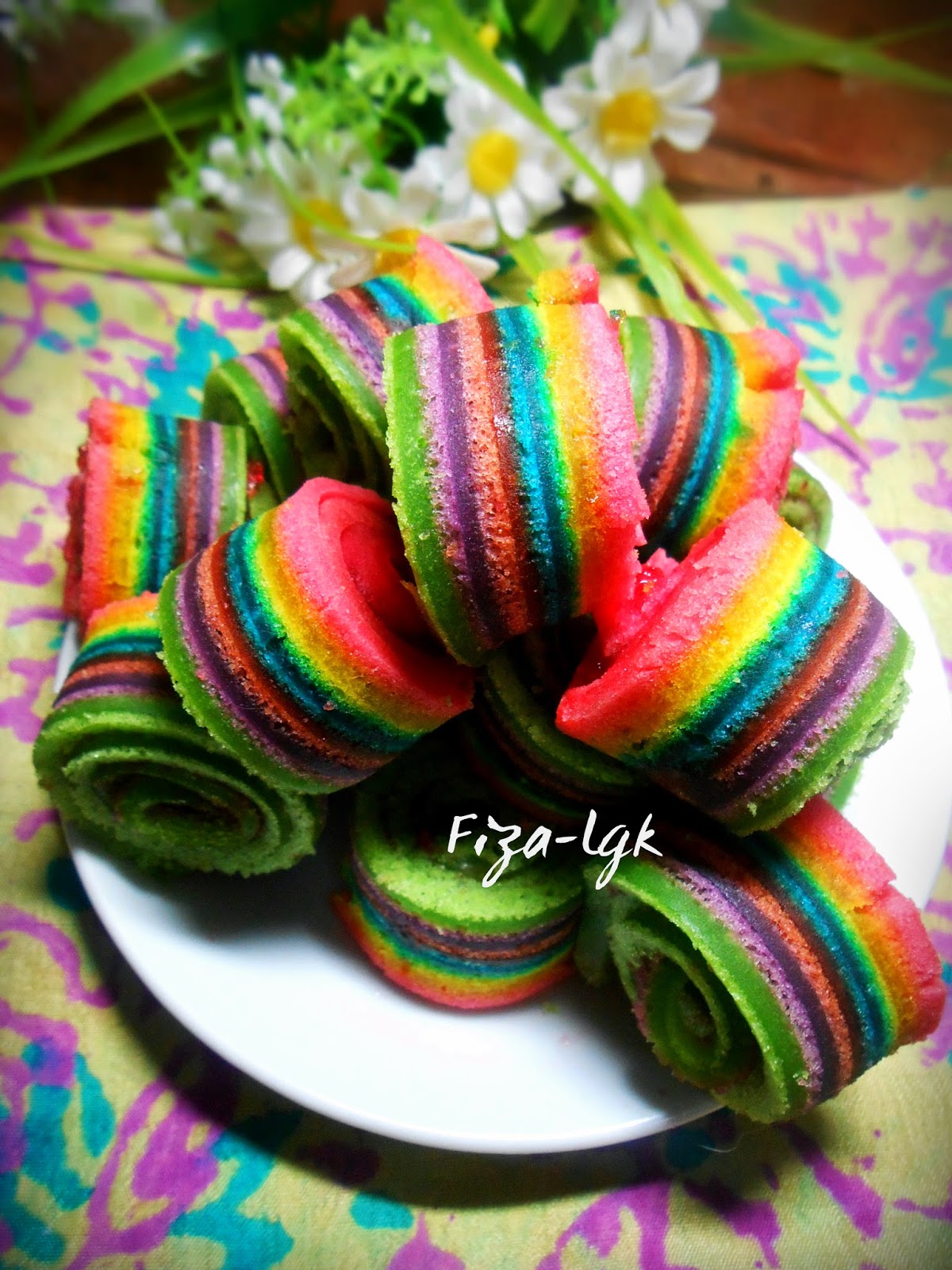 MINI RAINBOW CAKE ROLL KUKUS FIZA'S COOKING