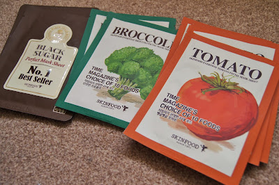 Korean/Asian skincare haul review brands skinfood black sugar tomato broccoli sheet masks korea