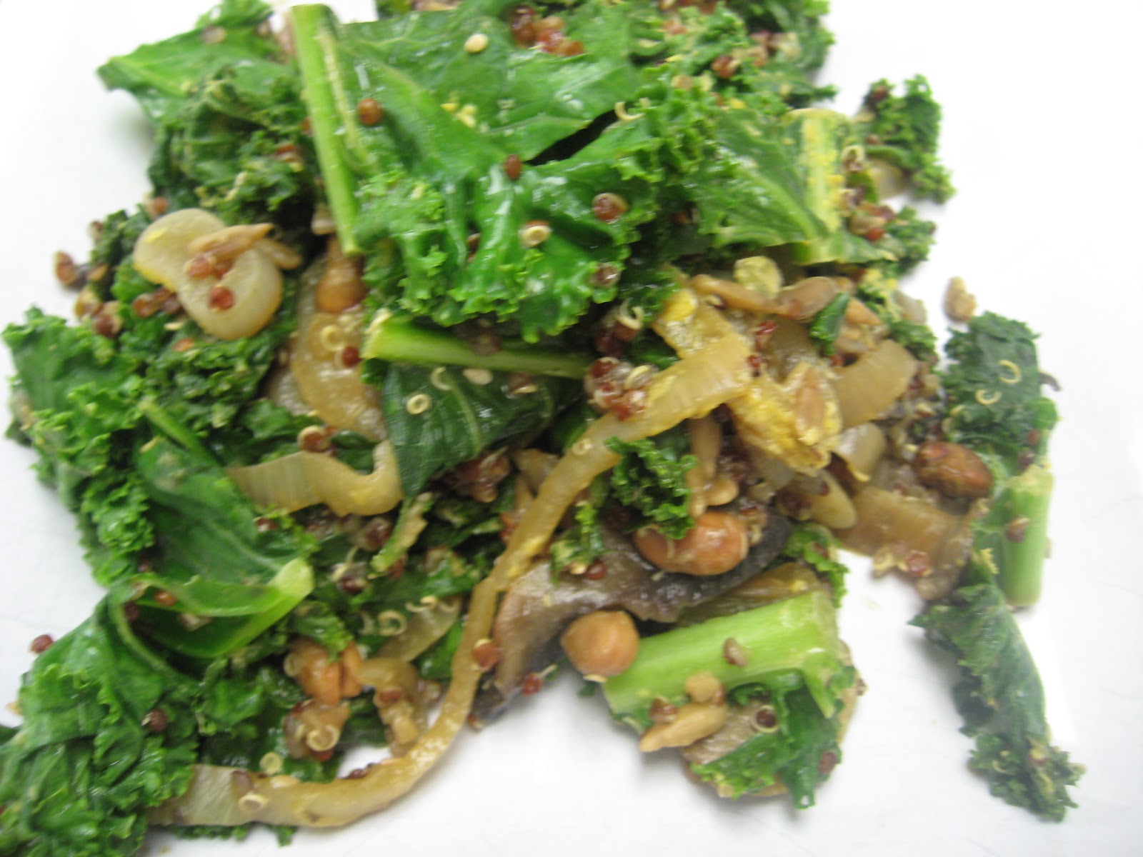 Kale with nutritional yeast and quinoa What Will We Eat