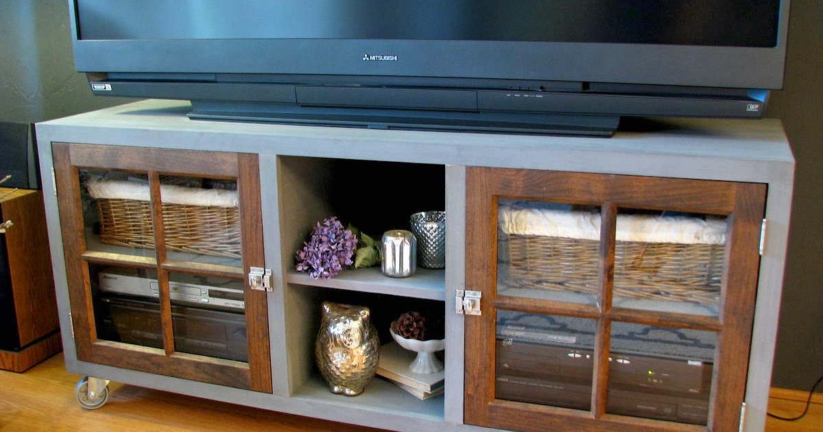 blue roof cabin DIY Media with Custom Doors