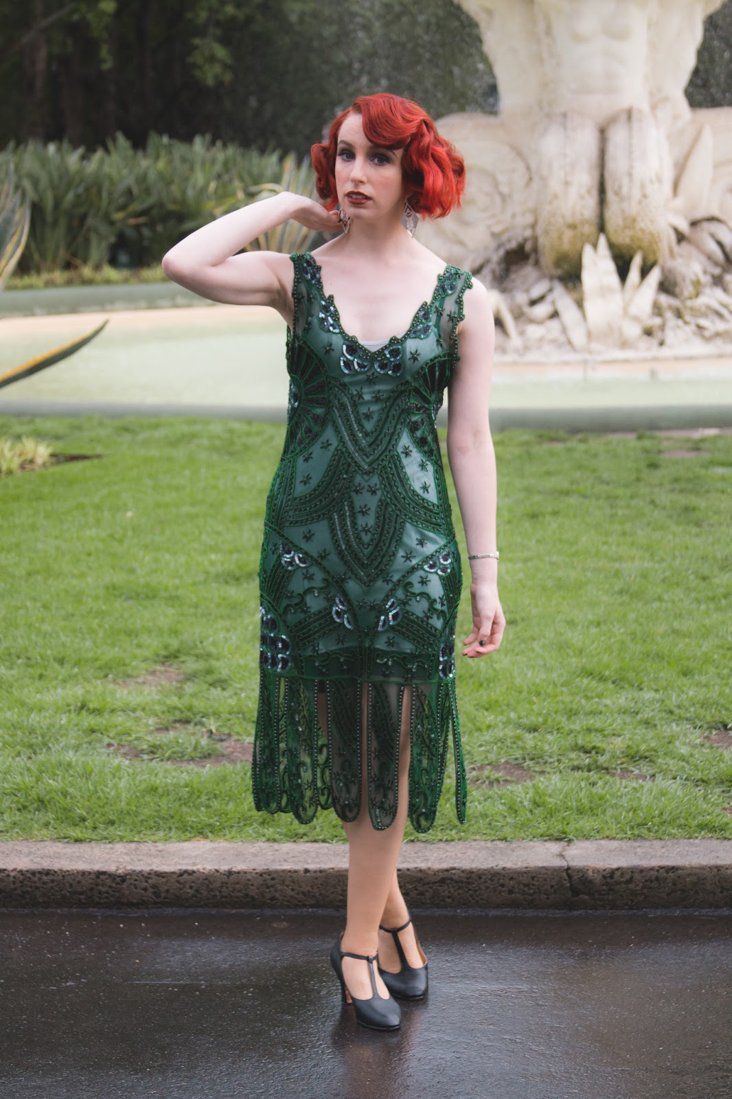 emerald green 1920s dress