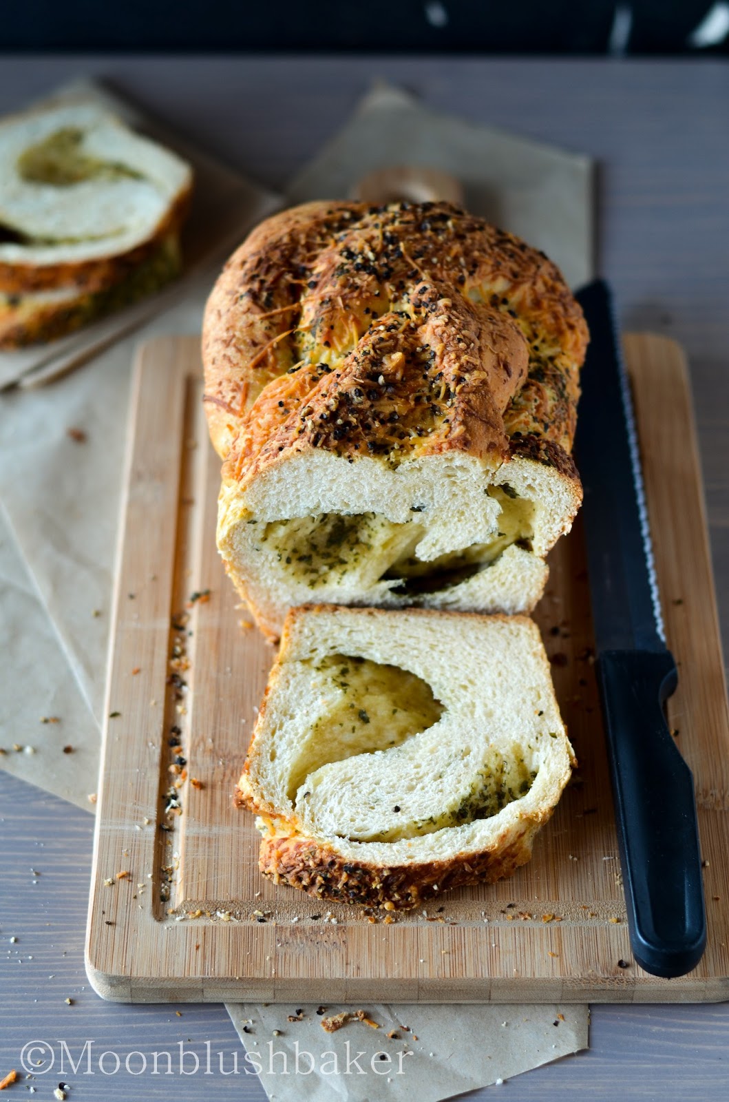 Bread uses//Twisted Parmesan herb loaf. The moonblush Baker