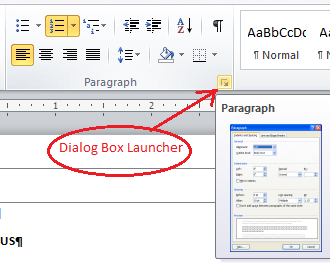 dialog box launcher microsoft word