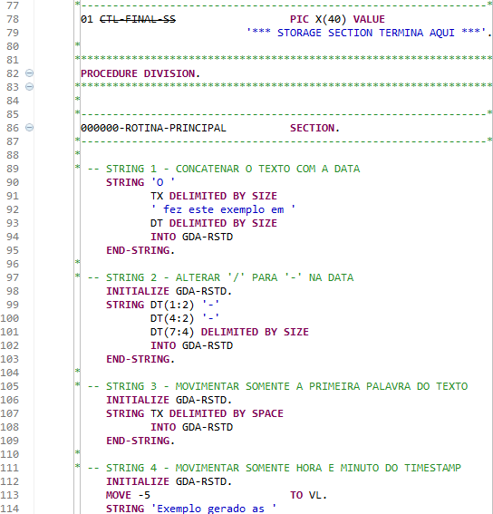 Experiência COBOL Comando String