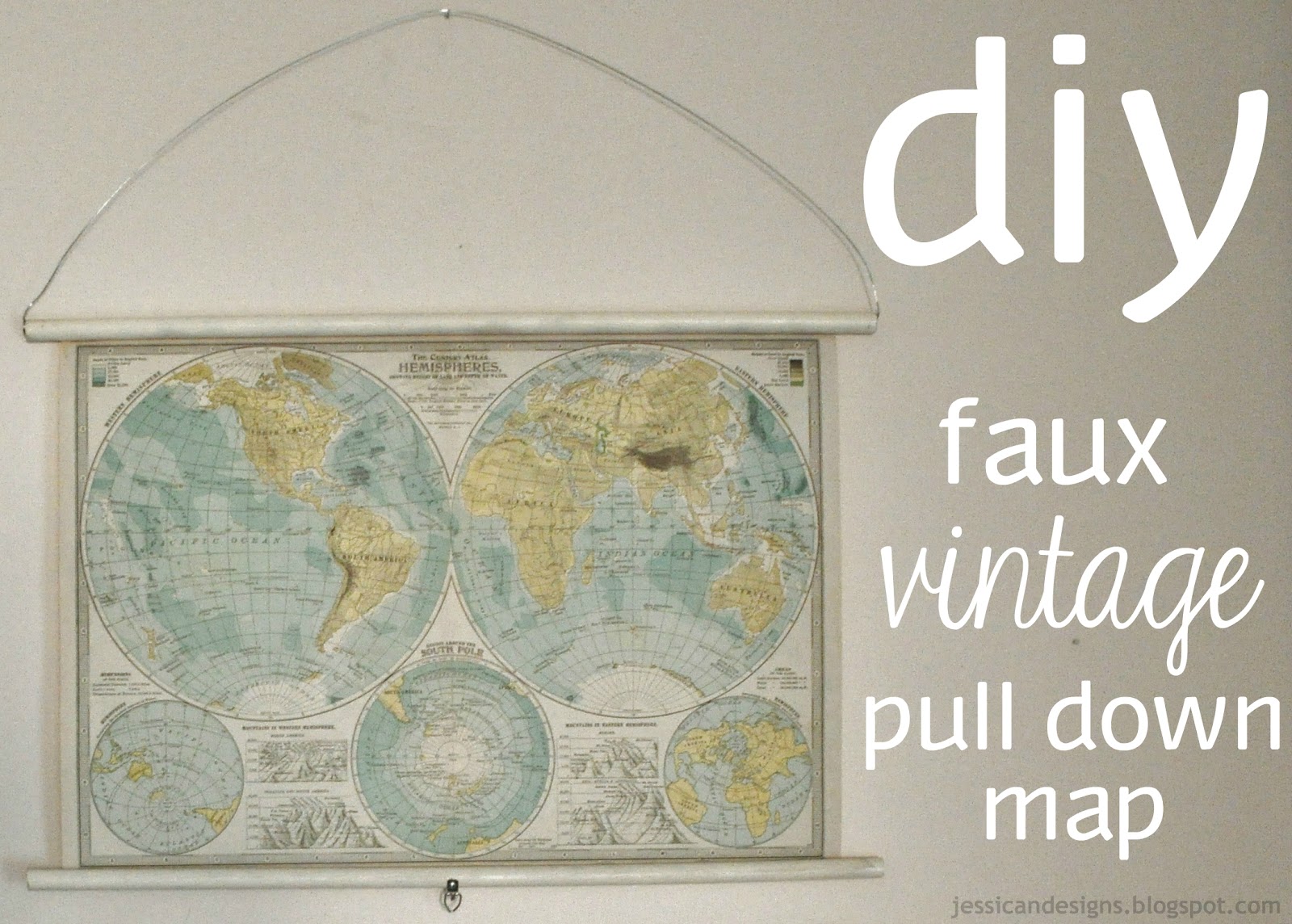Antique Pull Down Map Diy Faux Vintage Pull Down Map By Jessicandesigns - Unblushing