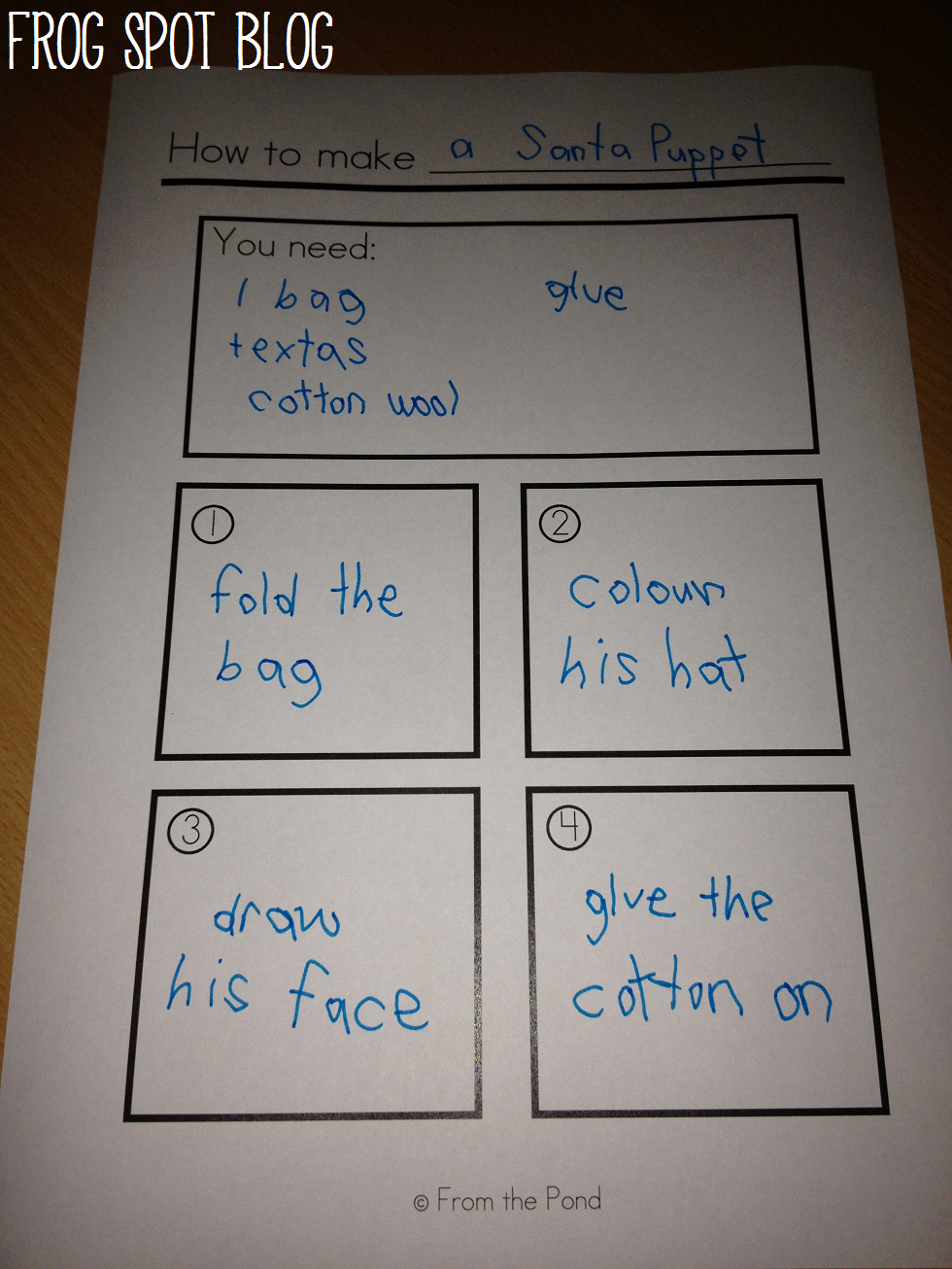 Santa Puppet and 'How to' Writing From the Pond