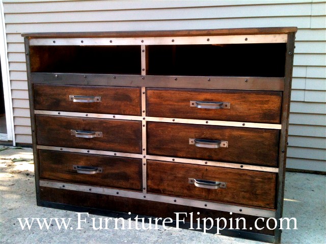 A Dumpster Dresser Becomes A Heavy Metal Industrial Entertainment Center By Furniture Flippin'