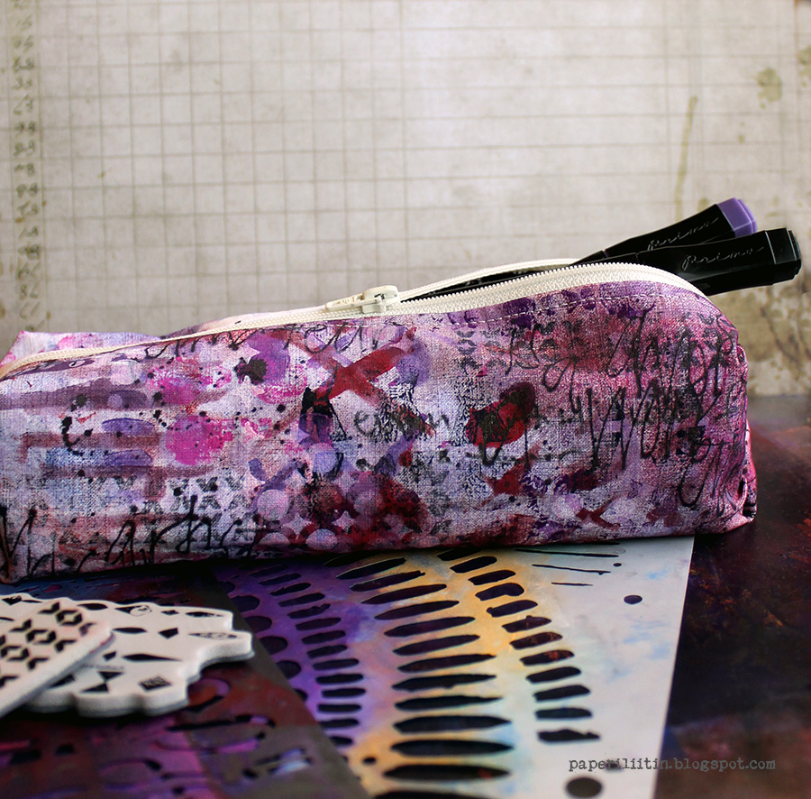 Riikka Kovasin Paperiliitin Mixed media pencil case Craft Stamper