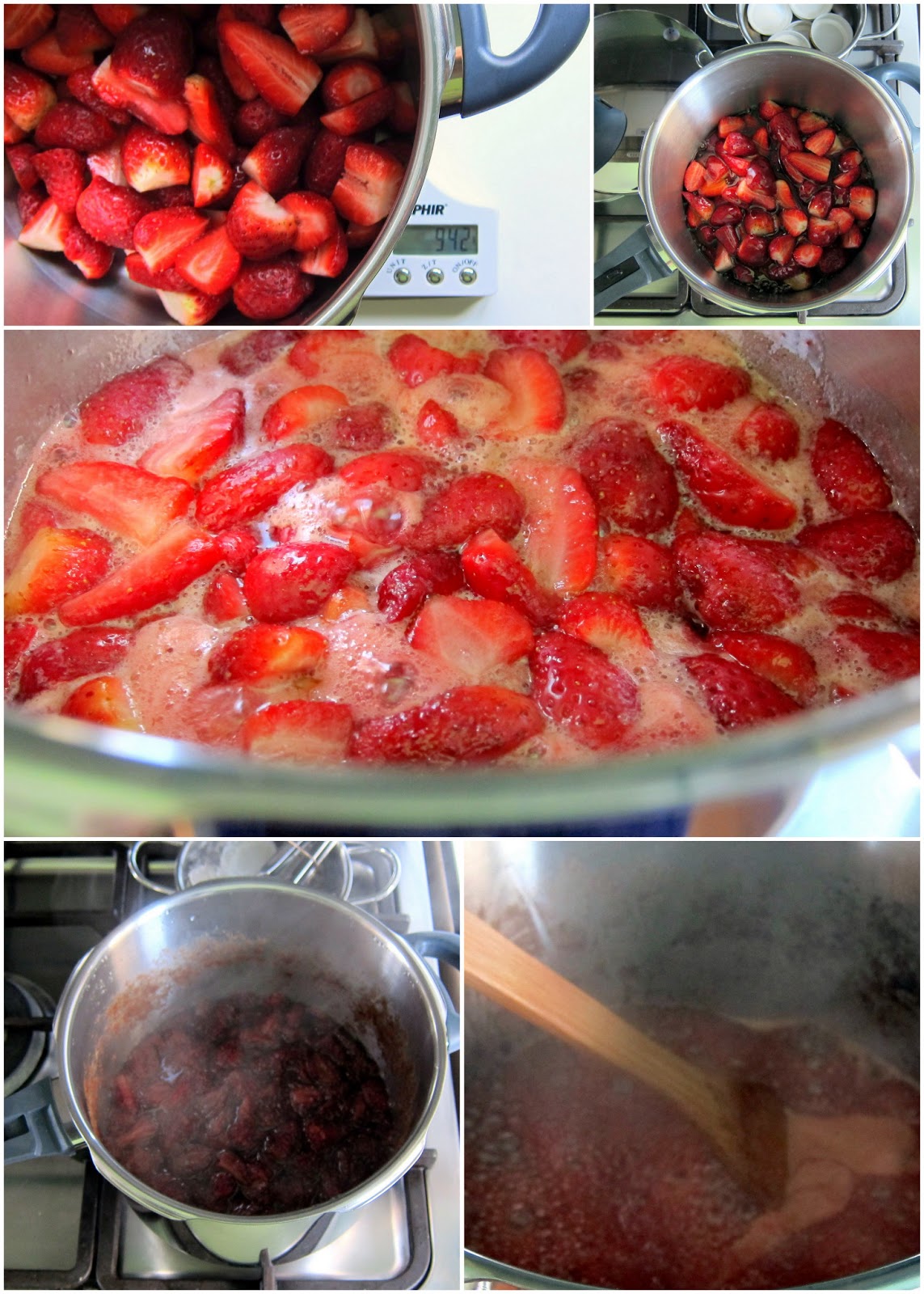 making strawberry and honey jam in the pressure cooker steps