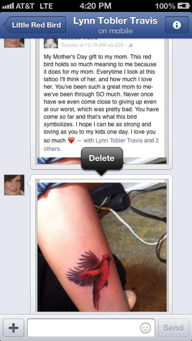 Memories To Cherish Red Bird Tattoo