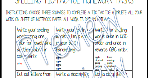 Fancy in Fifth: Spelling Homework