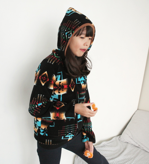 Korean Fashion - Ethnic Print Zip Jacket Korean Fashion - Ethnic Print Zip Jacket