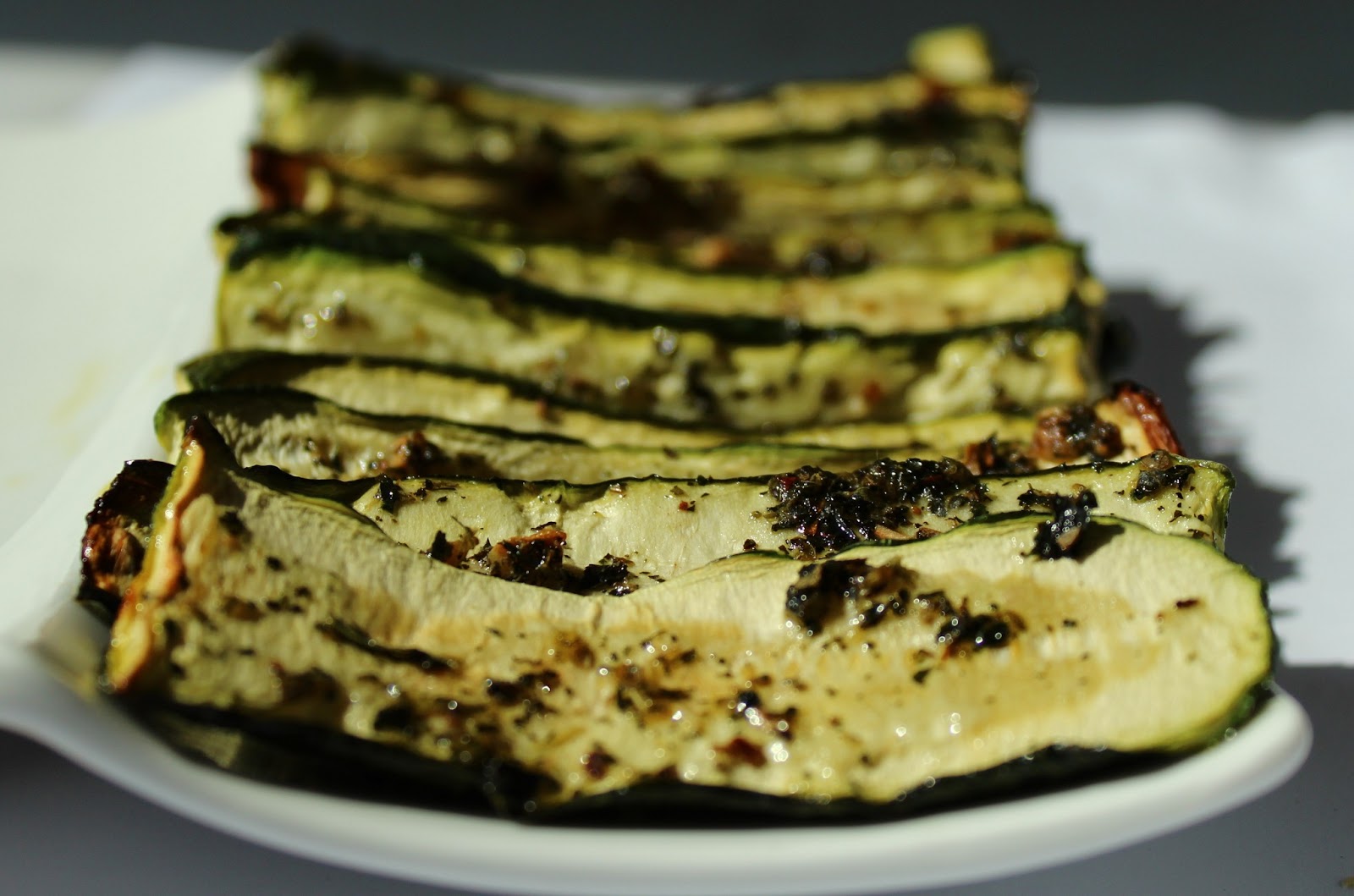 The Noisy Kitchen Zucchini grilled in oven with herbs Quickie