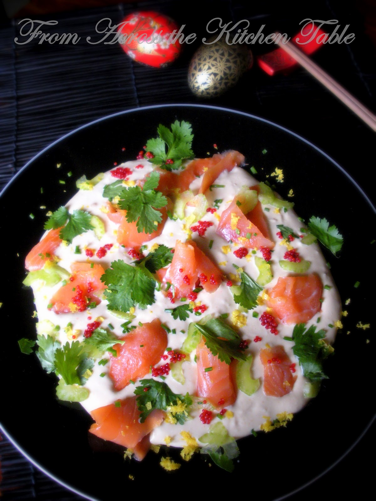 From Across the Kitchen Table Salmon Sashimi with MisoRanch Dressing