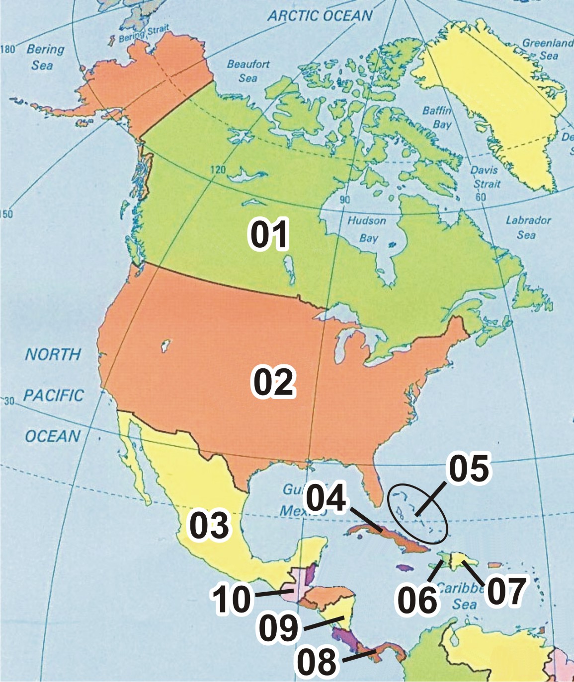 mapa da america do norte