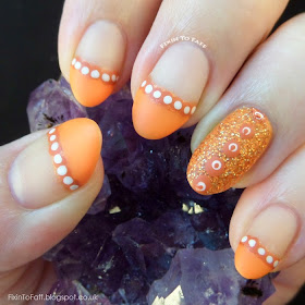 Orange dotted french tip dots within dots matte