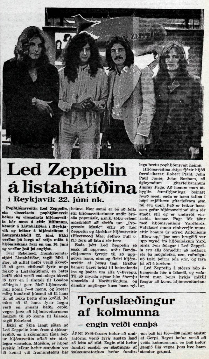 Icelandic Music Museum 153 Led Zeppelin in Iceland (1970)