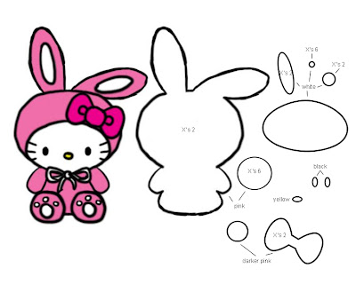 Bunny Hello Kitty Template.Pattern | Uie♥Craft