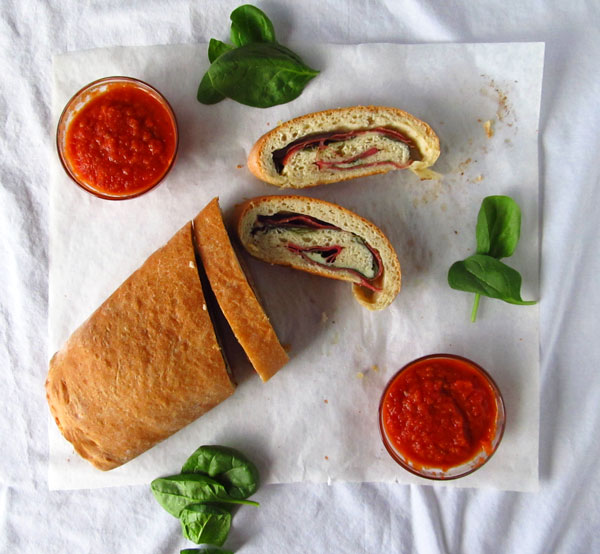 Happy Food Happy Home Salami, Spinach, and Mozzarella Pizza Roll Happy