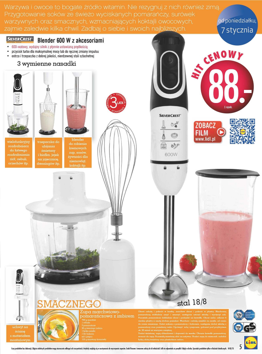 Co w Lidlu Blender 600 W z akcesoriami z Lidla