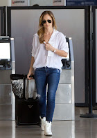 Minka Kelly gorgeous in white blouse and jeans