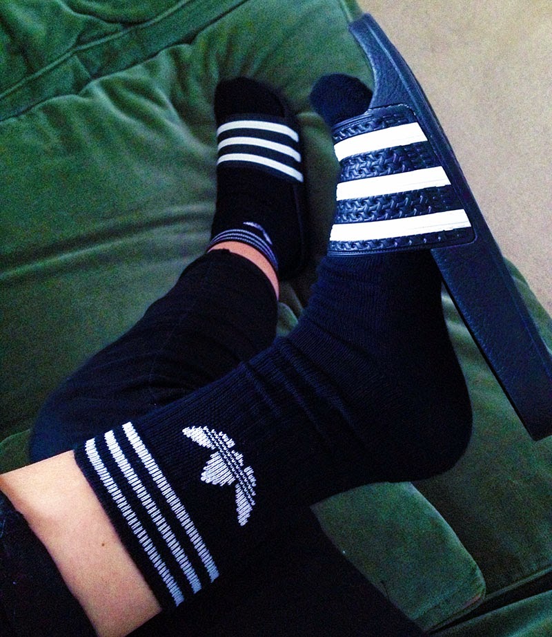 socks and adidas sandals