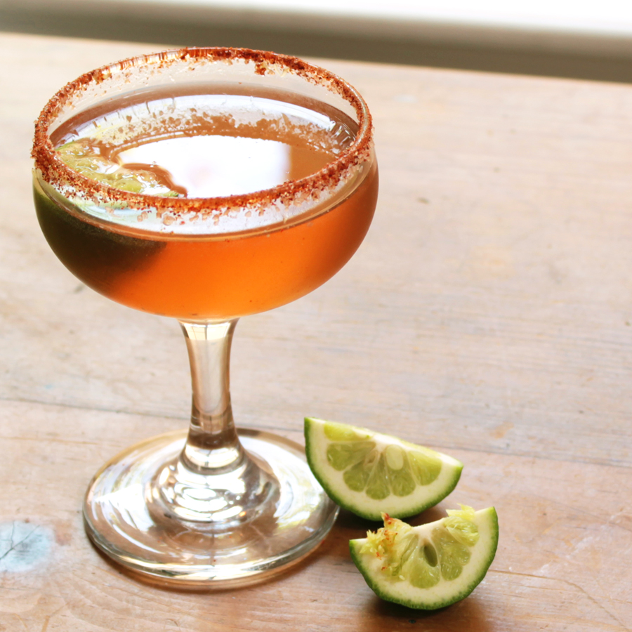 Food Nasty Spicy Sweet Infused Vodka Cocktail with a Chili Salt Rim!