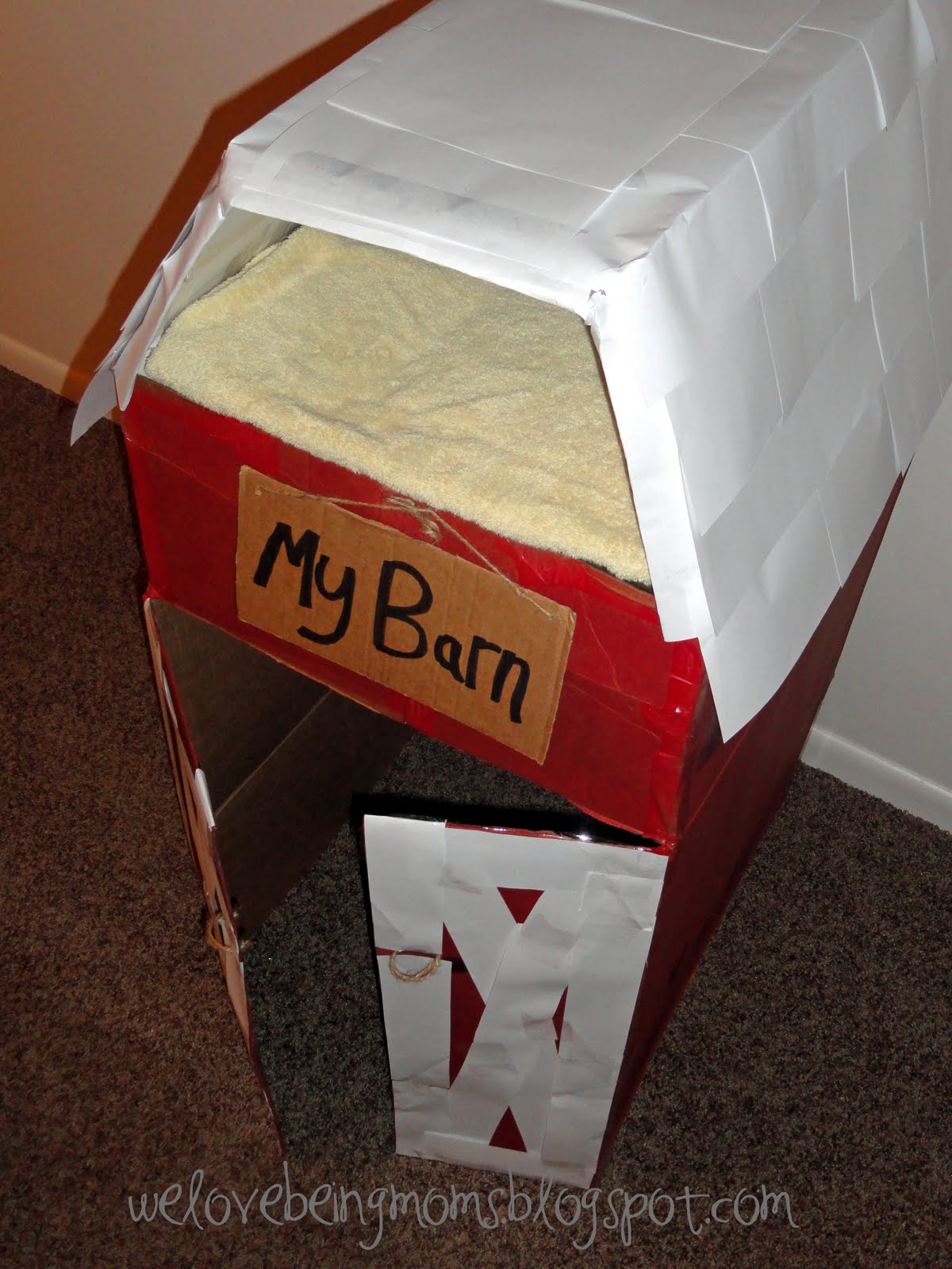 We Love Being Moms! Cardboard Barn