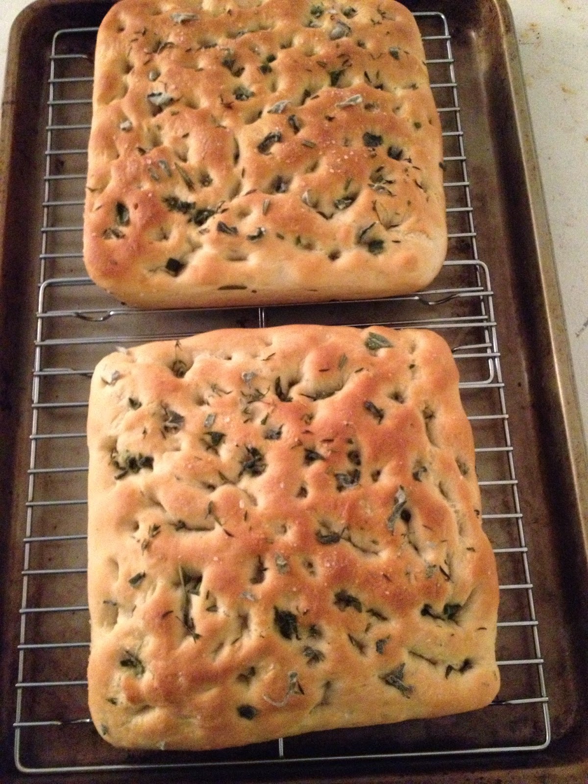 Working Out and Eating In Easy Herb Focaccia (great for sandwiches!)
