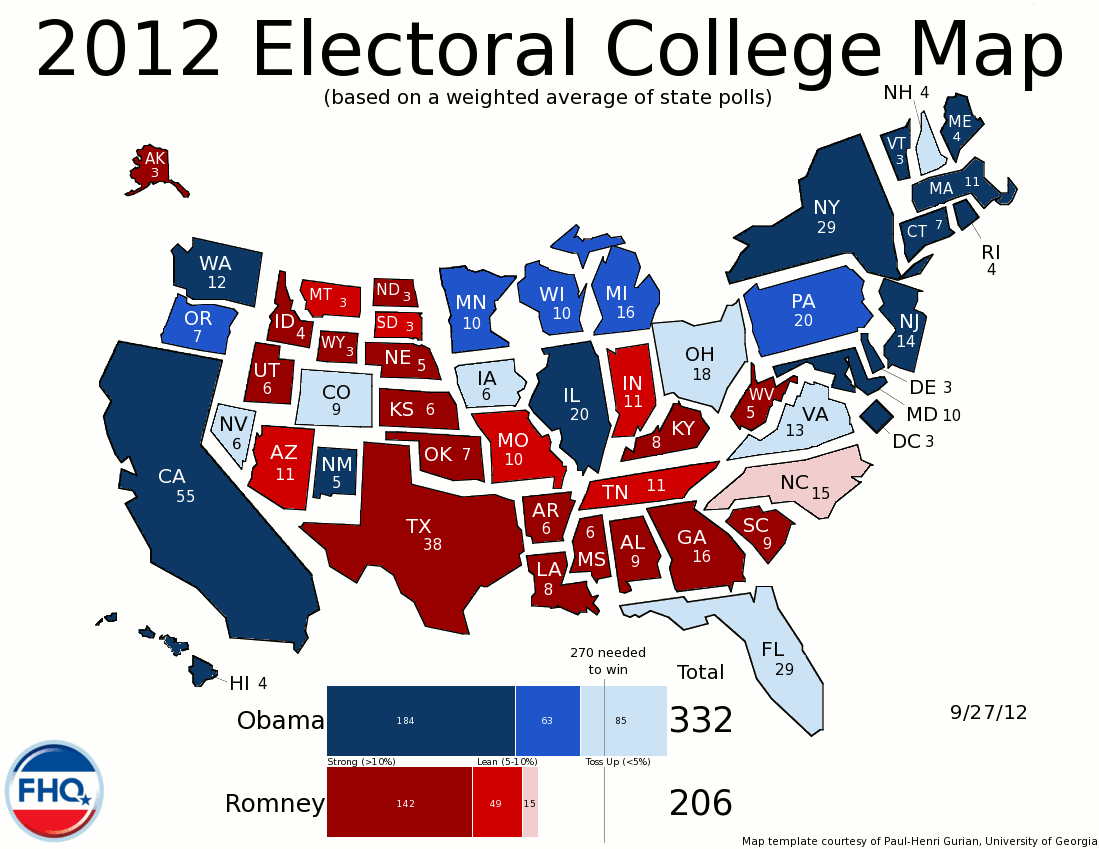 Frontloading HQ: The Electoral College Map (9/27/12)