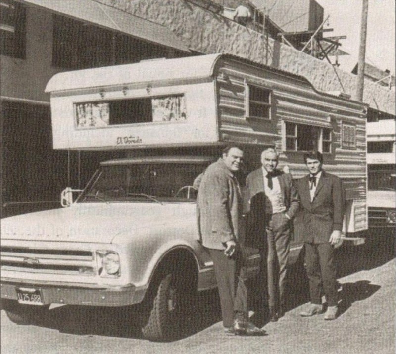 Bonanza: Dan Blocker, Lorne Greene & Michael Landon by a Pickup Truck Camper