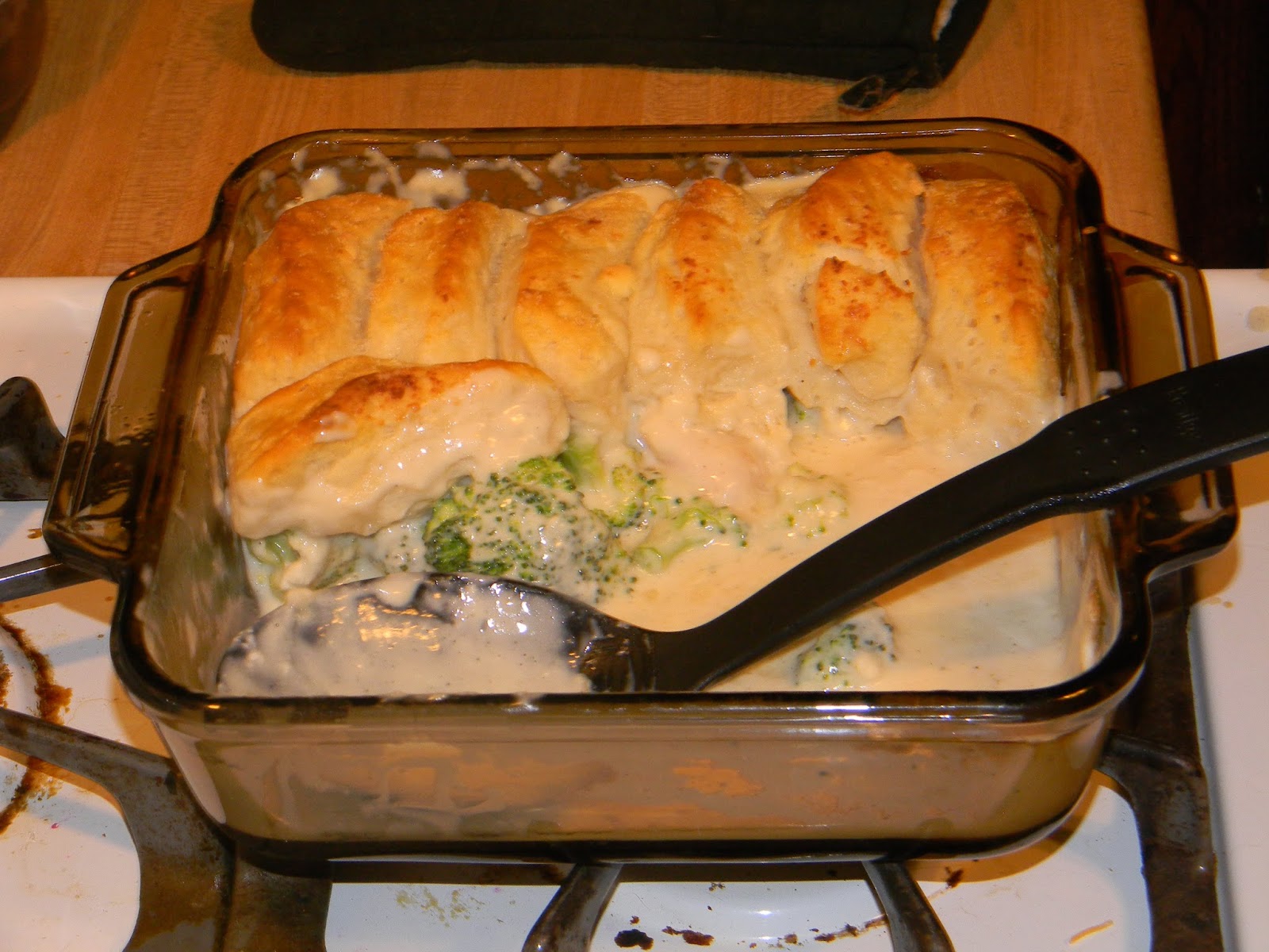 Growing to Four Chicken Alfredo Biscuit Bake
