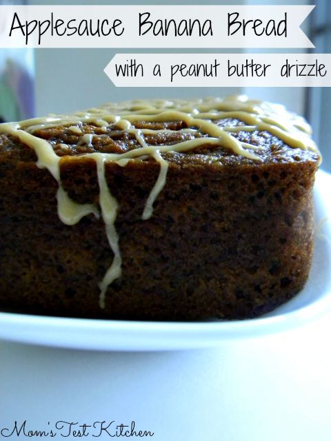 Applesauce Banana Bread with Peanut Butter Drizzle