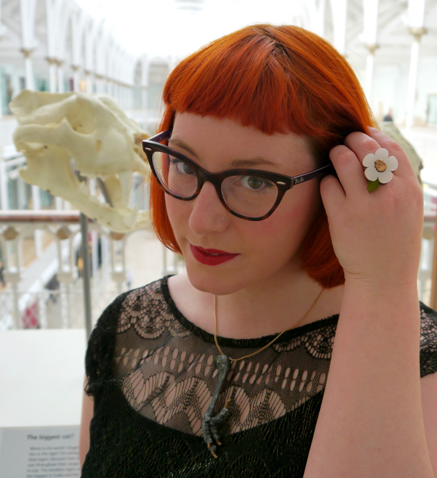 National Museum of Scotland, museum, scottish bloggers, edinburgh, edinburgh bloggers, Danie Mellor, outfit, Runaway fox, taxidermy jewellery, claw necklace, 1920s style, Styled by Helen, ginger hair, red head, The Edinburgh Casting Studio, animal friendly taxidermy
