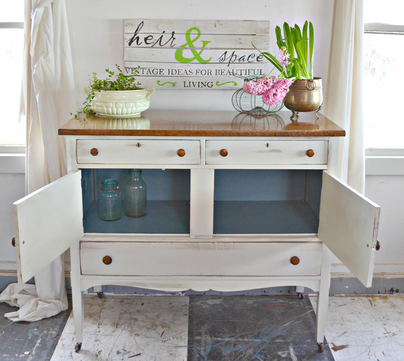 Heir and Space An Antique Oak Server in White