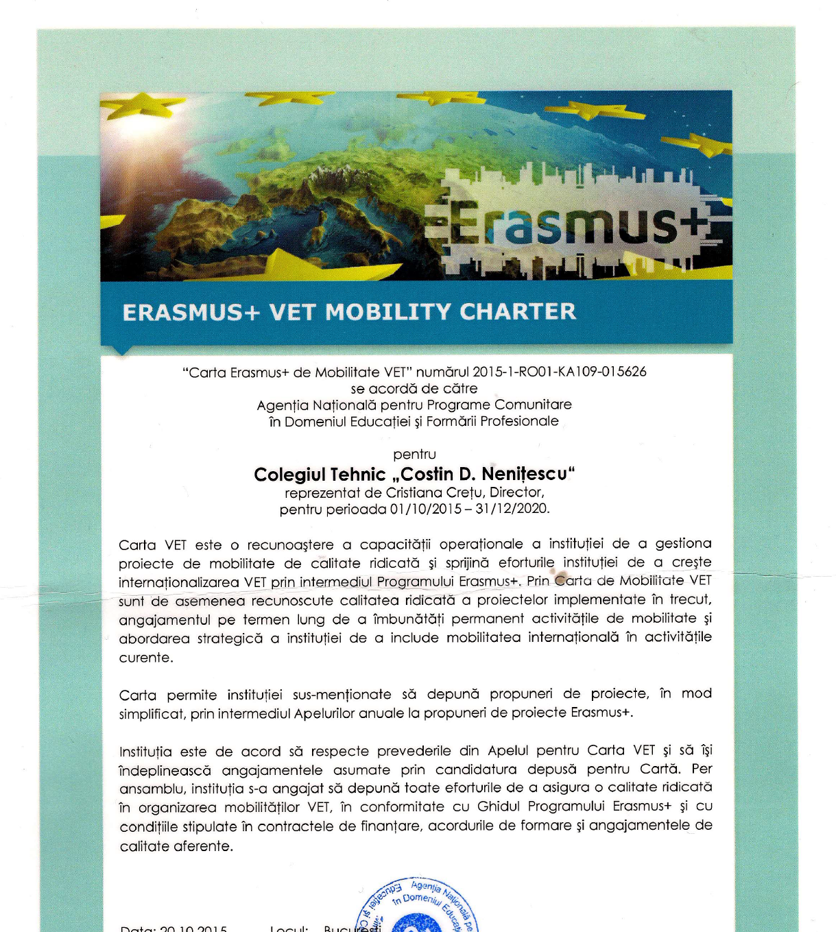 Erasmus+ Charta VET 2015 - 2020
