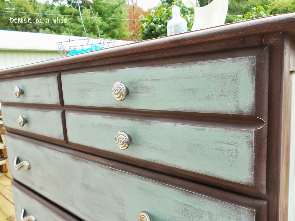 Blue and Brown Dresser Makeover from Denise on a Whim