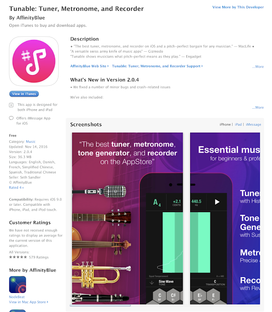 Free iOS App Today Tunable Tuner, Metronome, and Recorder UCET