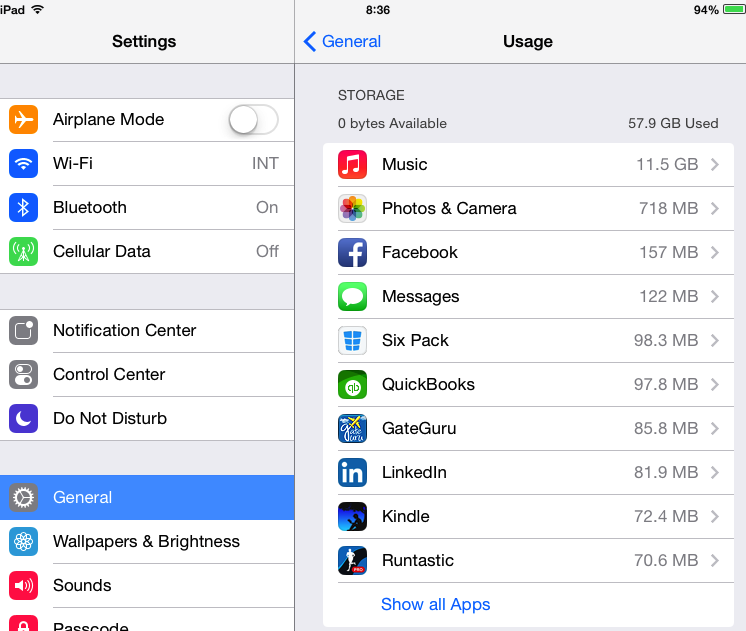Runner12 My Solution for the iPad "Storage Almost Full" Error