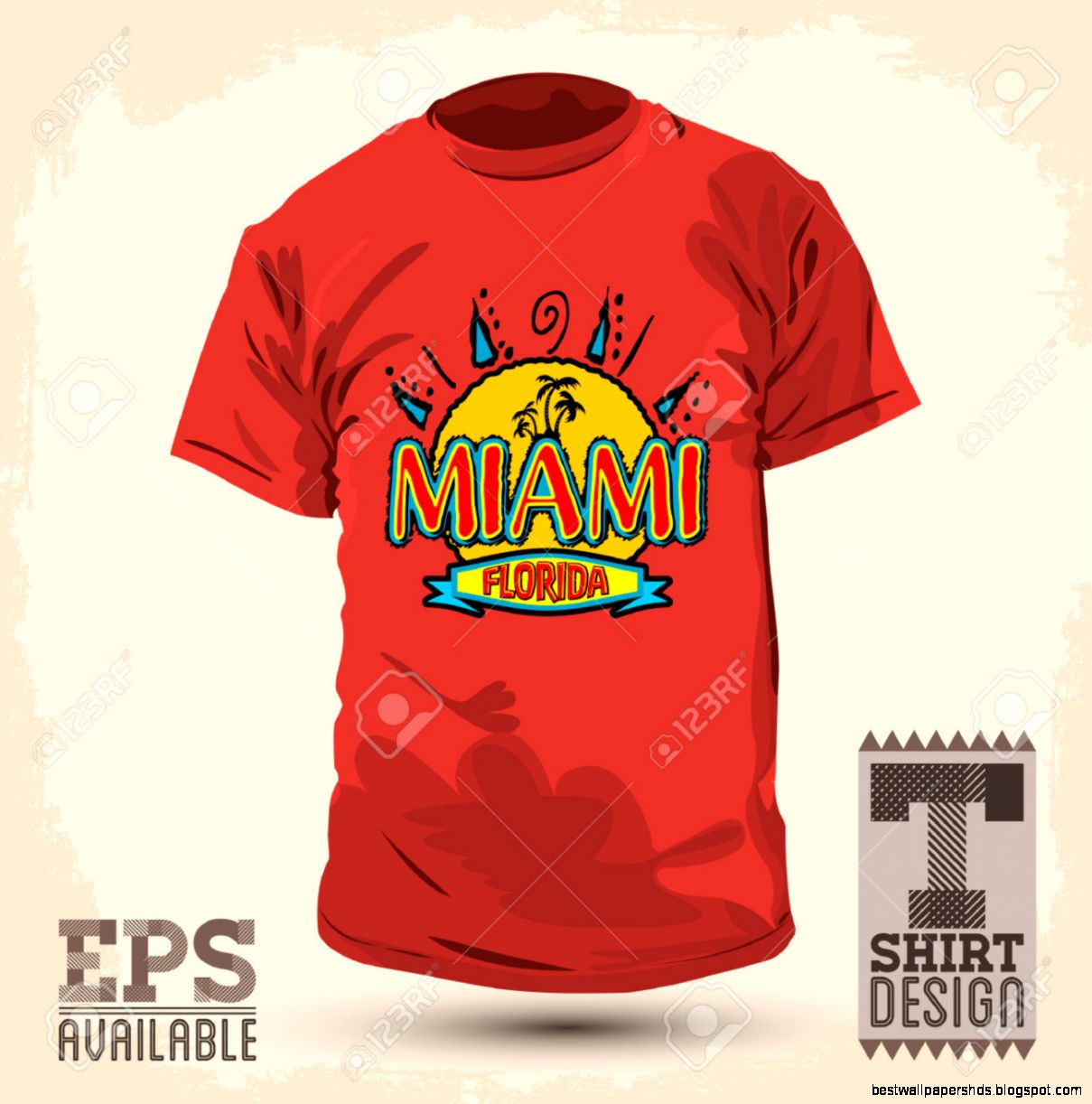 Graphic T Shirt Design Miami Florida Vector Illustration Graphic T Shirt Design Miami Florida Vector Illustration
