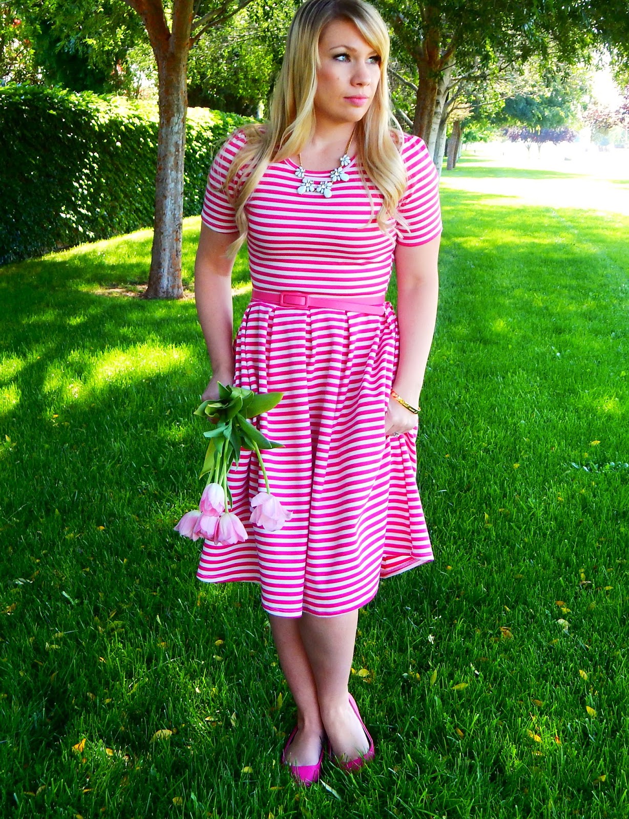Pink Striped Dress Outfit
